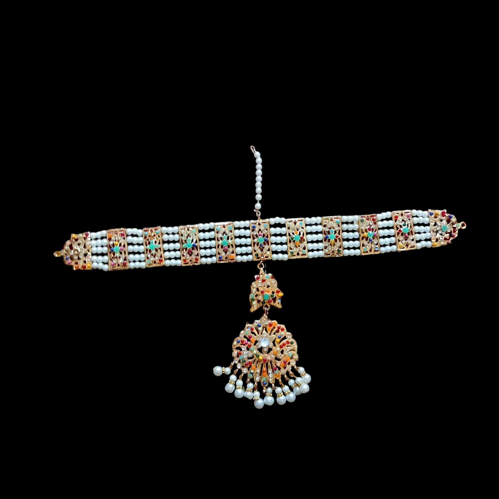 Buy multi colour jewellery set with necklace and tikka at best price in pakistan